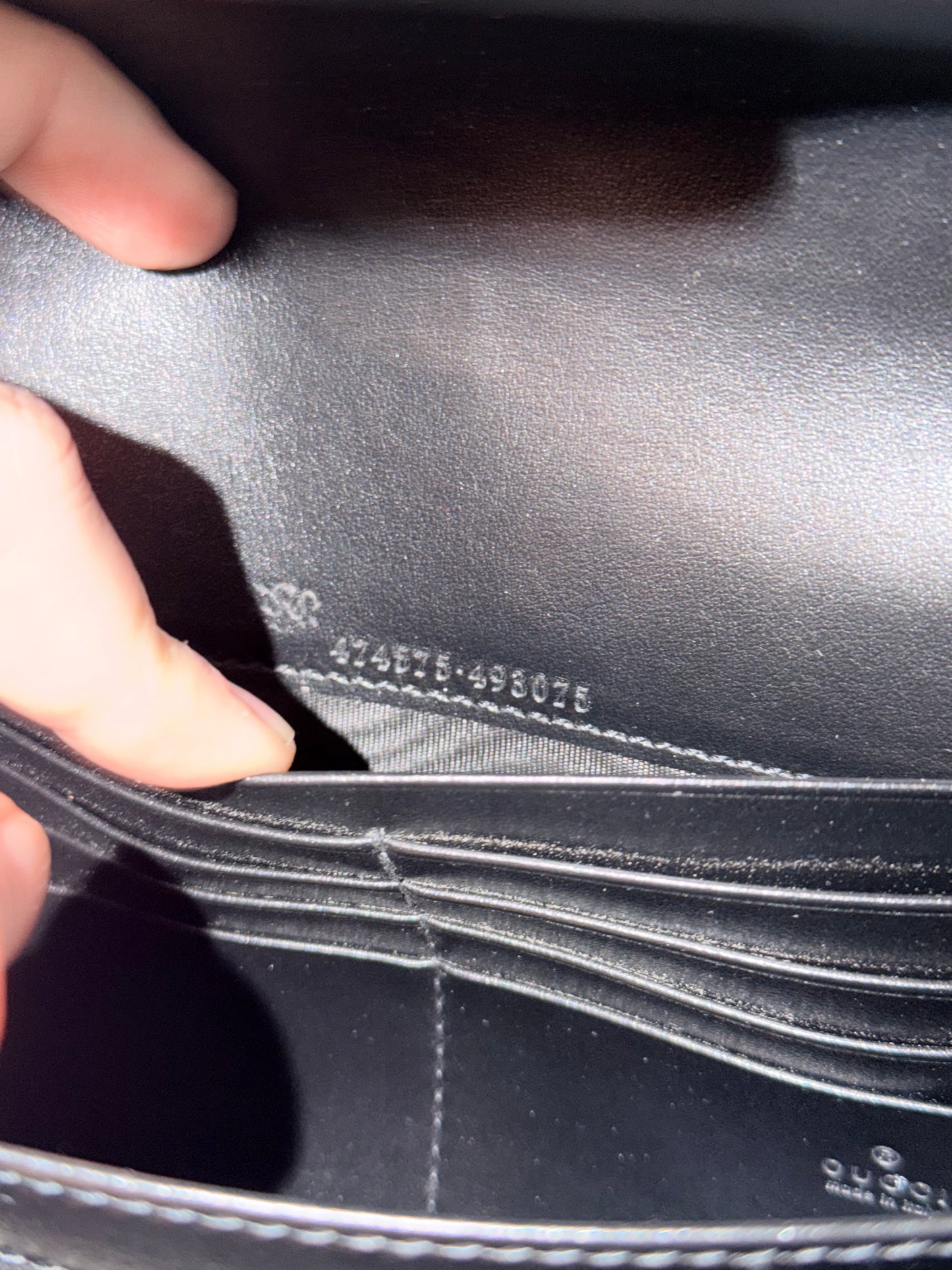 GUCCI BLACK MARMONT WALLET ON CHAIN