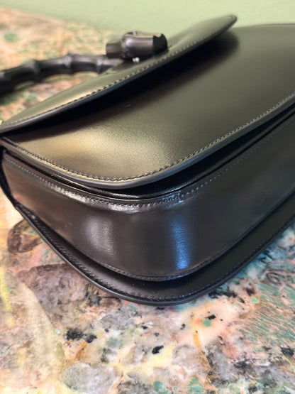 GUCCI SO BLACK SMALL BAMBOO 1947 TOP HANDLE BAG