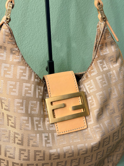 FENDI BEIGE ZUCCHINO SMALL HOBO BAG