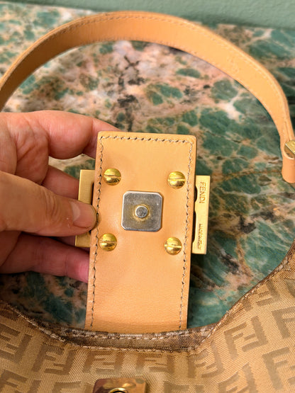 FENDI BEIGE ZUCCHINO SMALL HOBO BAG