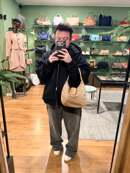 FENDI BEIGE ZUCCHINO SMALL HOBO BAG