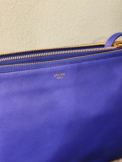 CÈLINE ELECTRIC BLUE LARGE TRIO CROSSBODY BAG