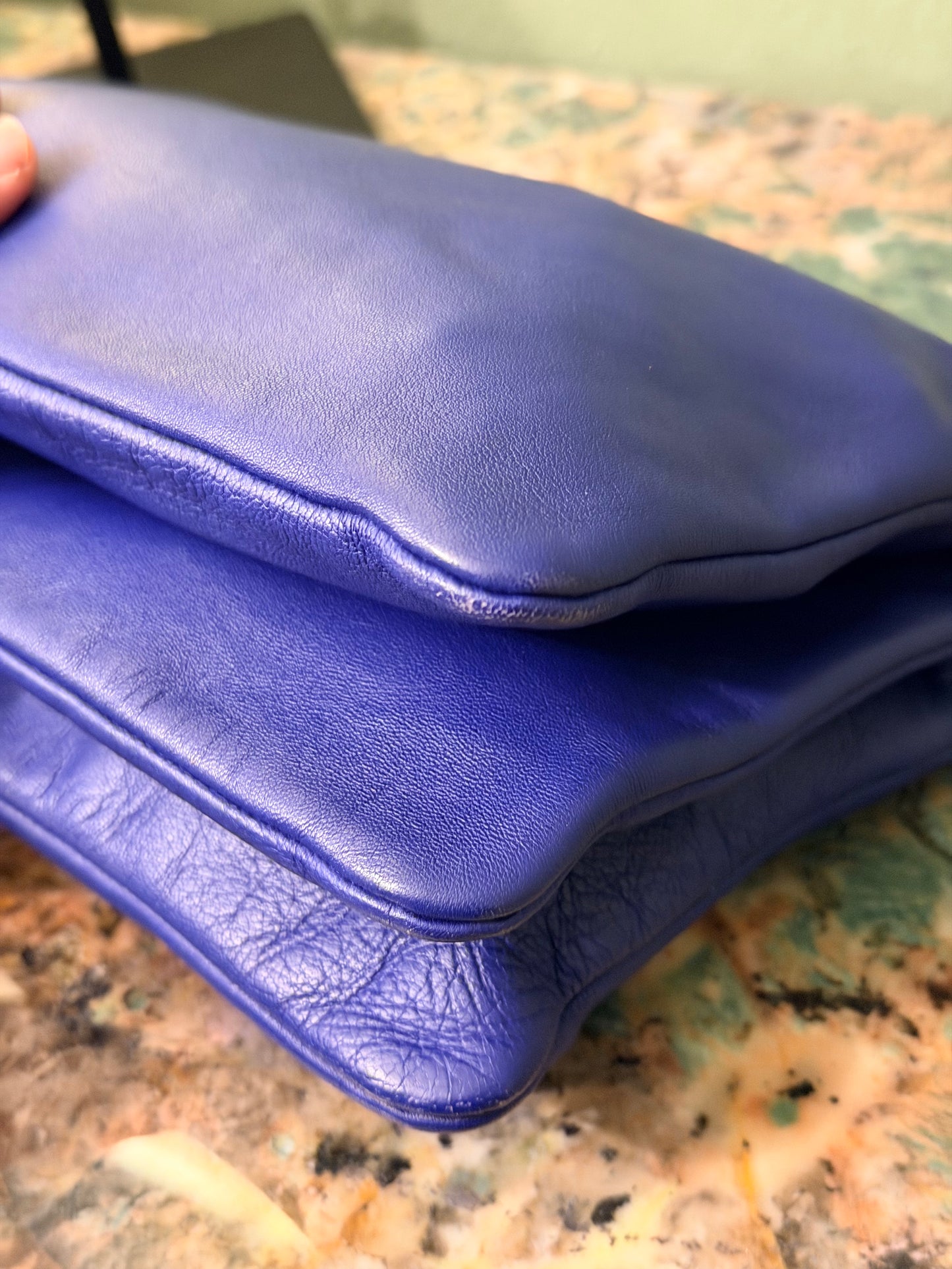 CÈLINE ELECTRIC BLUE LARGE TRIO CROSSBODY BAG