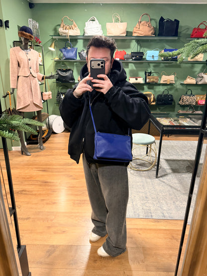 CÈLINE ELECTRIC BLUE LARGE TRIO CROSSBODY BAG