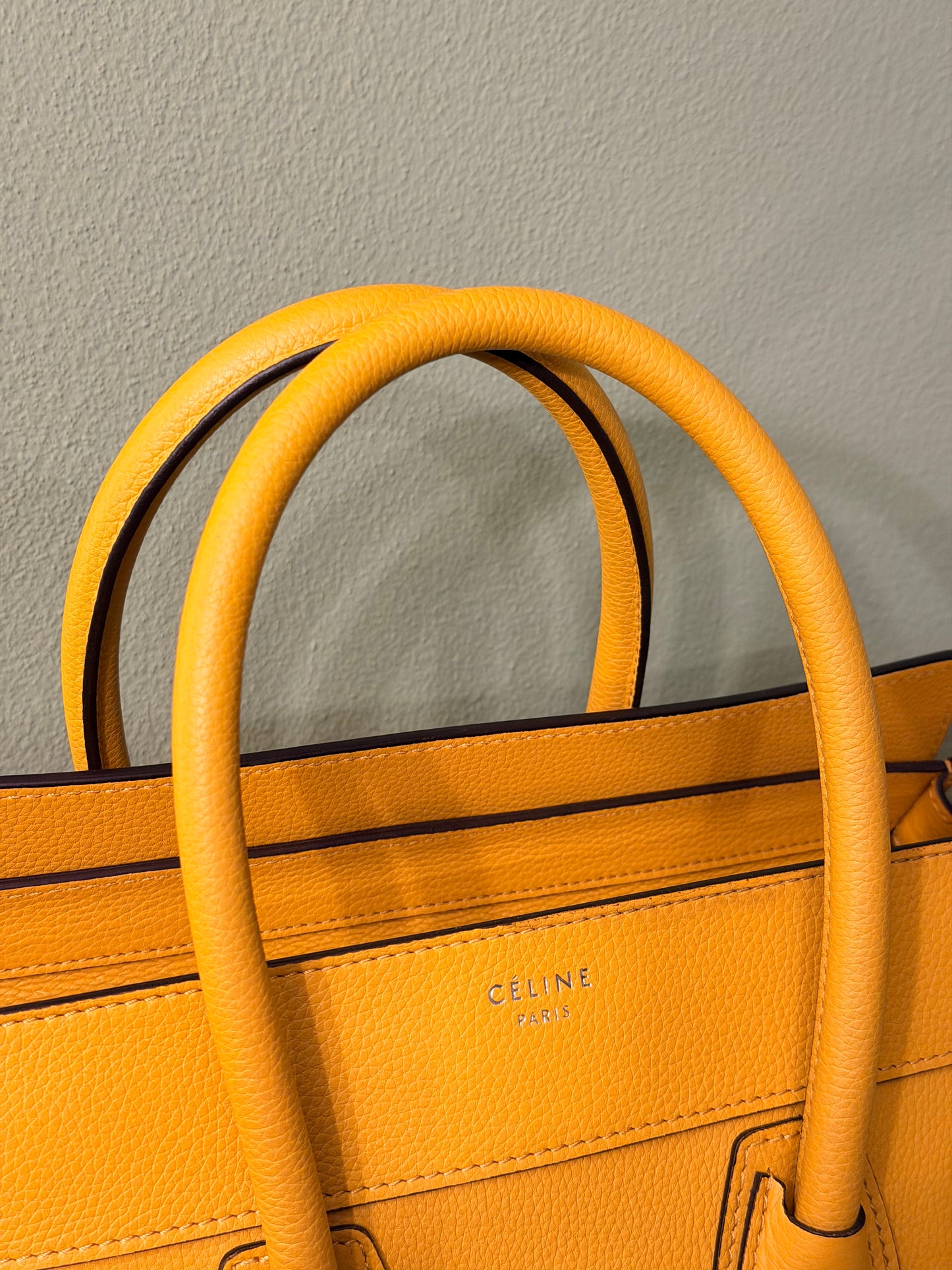 CÈLINE MUSTARD YELLOW MINI LUGGAGE HANDBAG