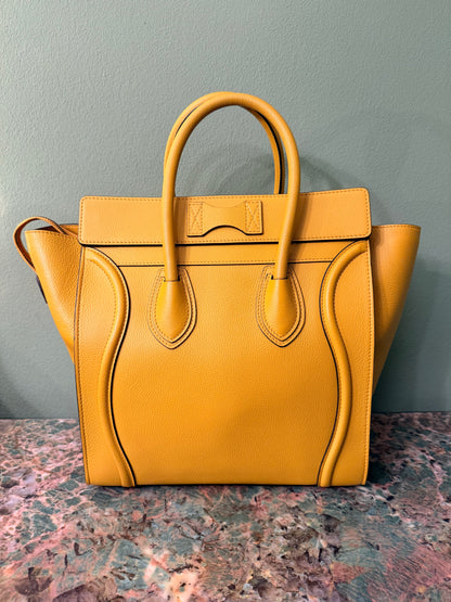 CÈLINE MUSTARD YELLOW MINI LUGGAGE HANDBAG