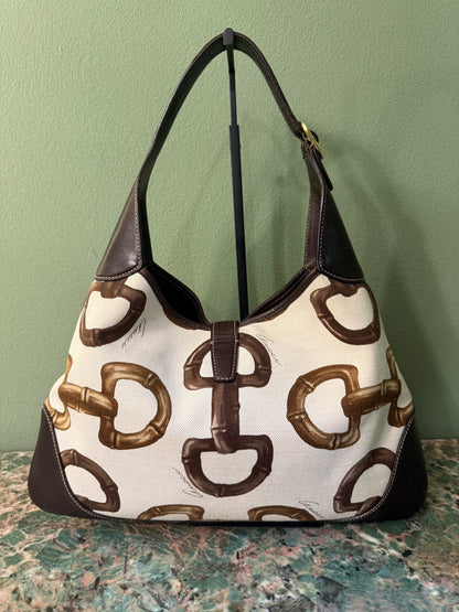 GUCCI HORSEBIT PRINT BOUVIER HOBO BAG
