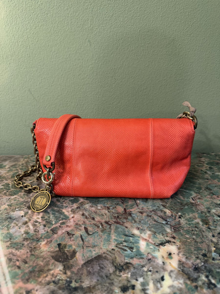 LANVIN EMBOSSED LIZARD CORAL HAPPY CROSSBODY BAG