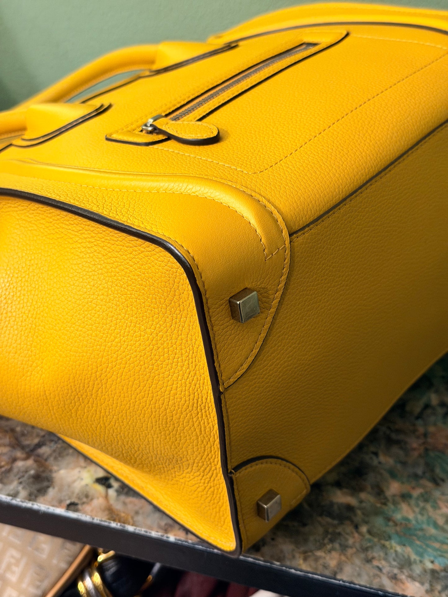 CÈLINE MUSTARD YELLOW MINI LUGGAGE HANDBAG