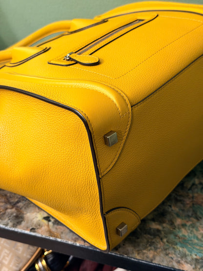 CÈLINE MUSTARD YELLOW MINI LUGGAGE HANDBAG