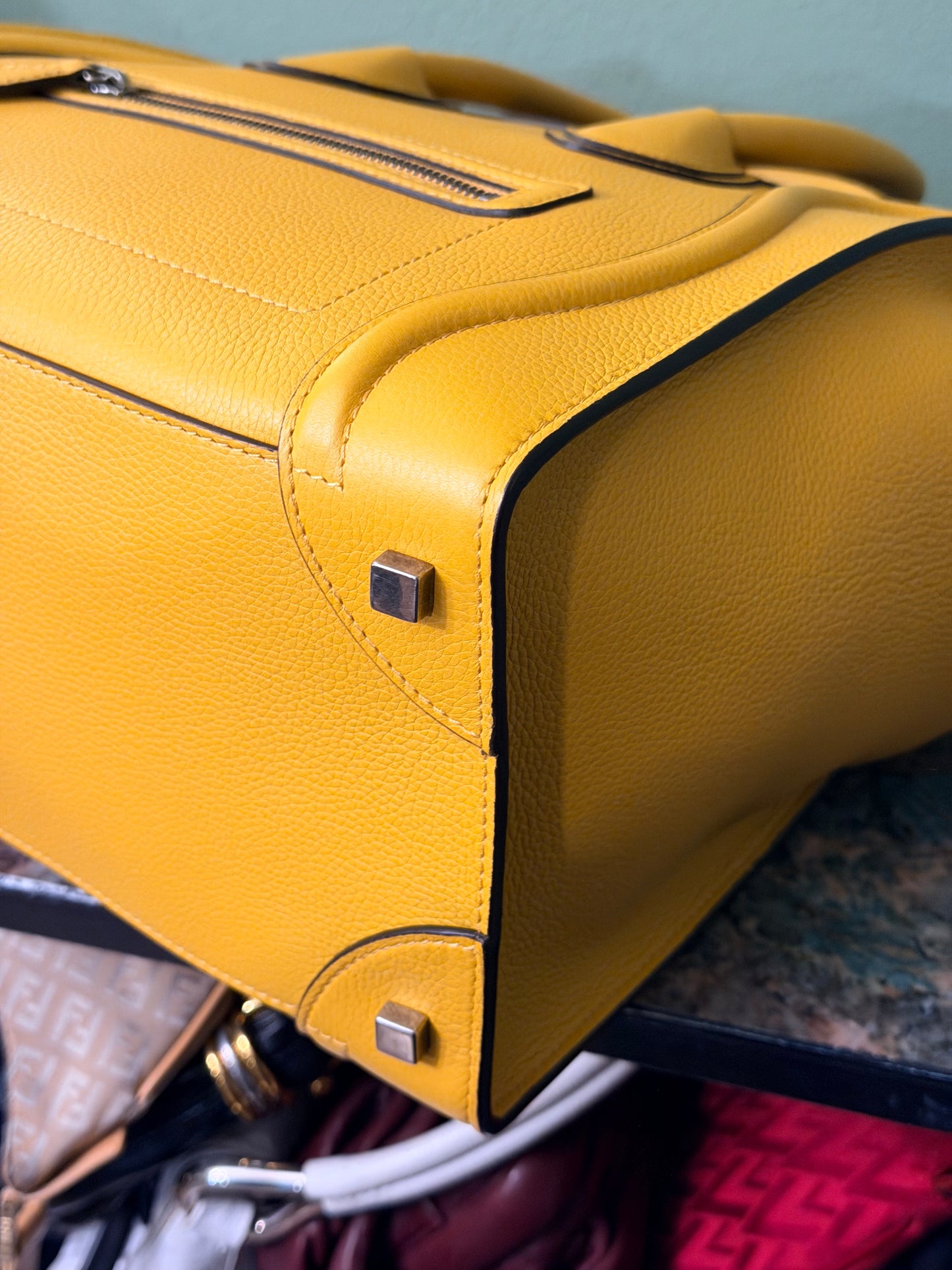 CÈLINE MUSTARD YELLOW MINI LUGGAGE HANDBAG
