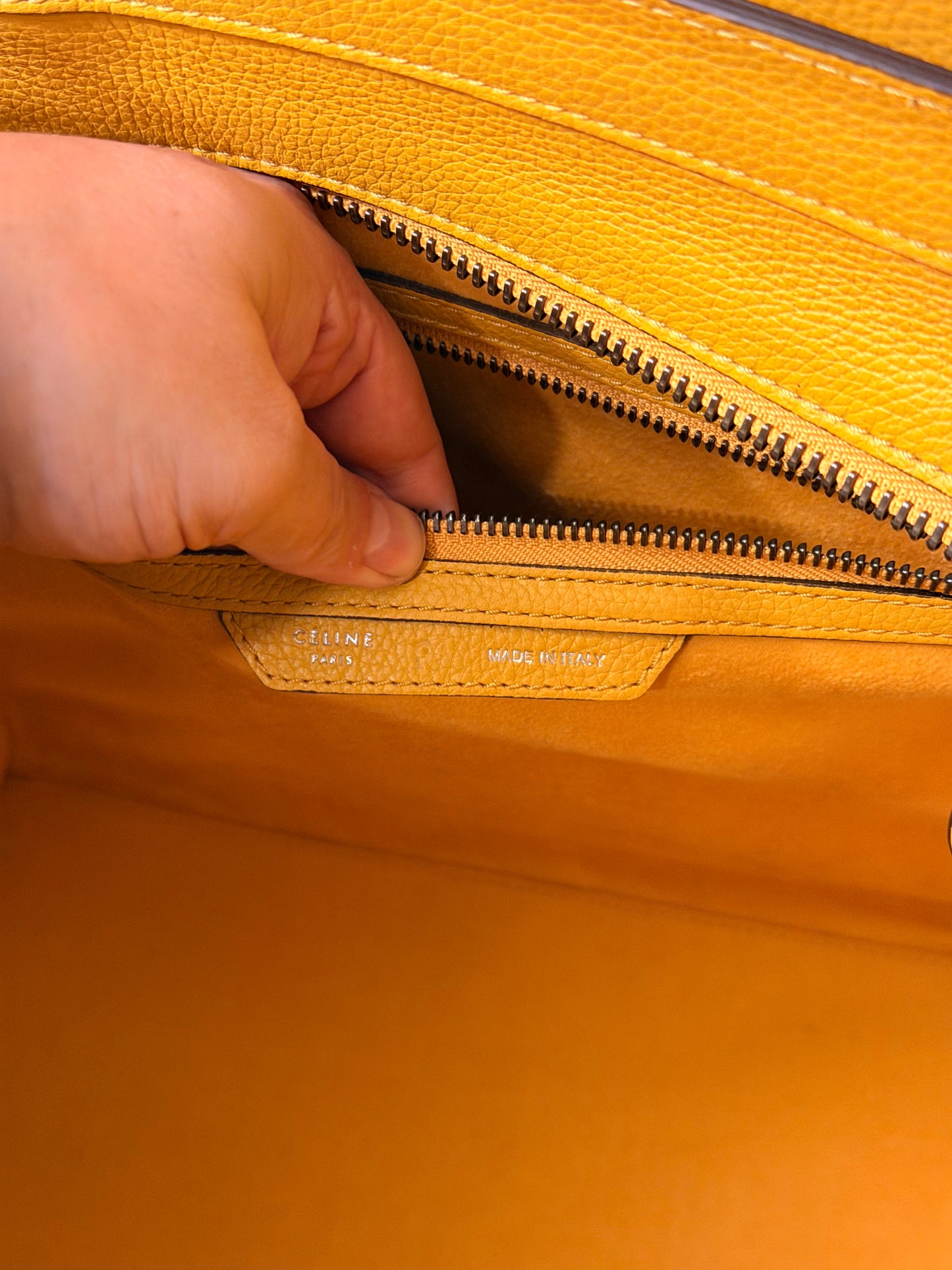 CÈLINE MUSTARD YELLOW MINI LUGGAGE HANDBAG