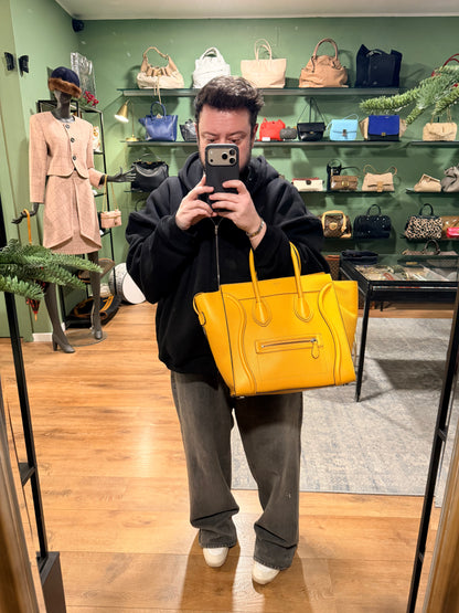 CÈLINE MUSTARD YELLOW MINI LUGGAGE HANDBAG
