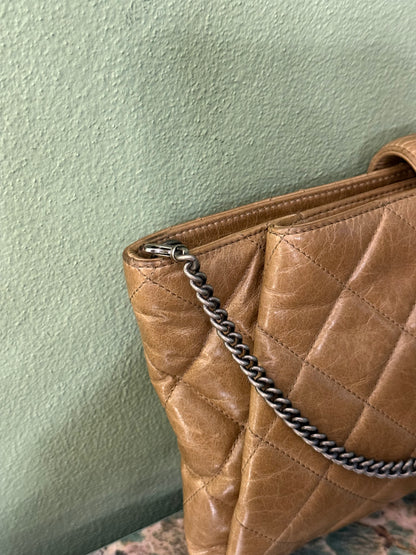 CHANEL DARK BEIGE CHAIN POCHETTE
