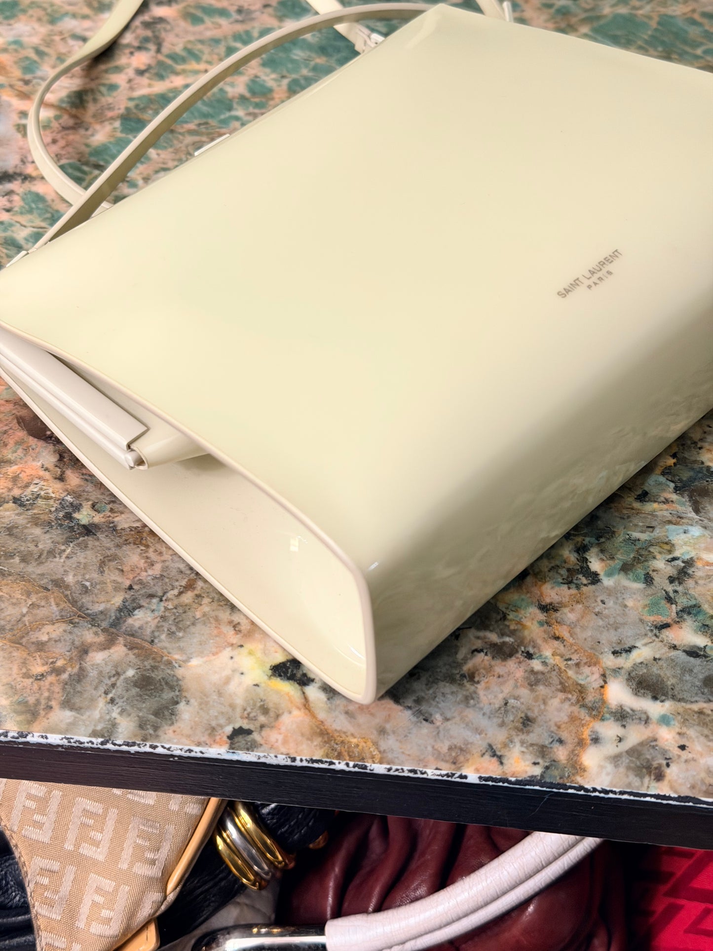 SAINT LAURENT CREAM ANNE MARIE SHOULDER BAG