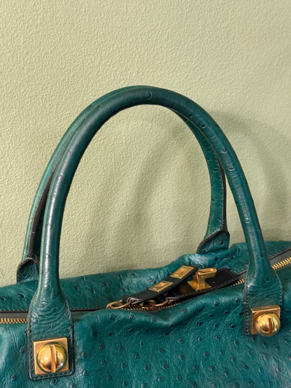 CHLOÉ GREEN OSTRICH LARGE HANDBAG