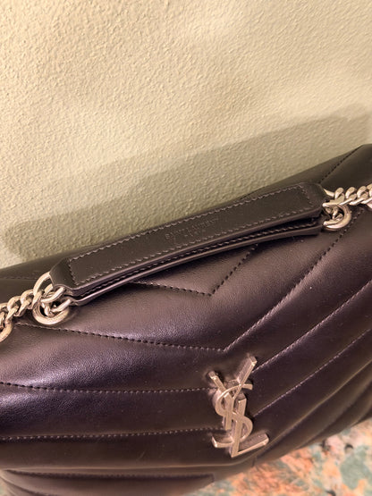 SAINT LAURENT BLACK SMALL LOULOU SHOULDER BAG