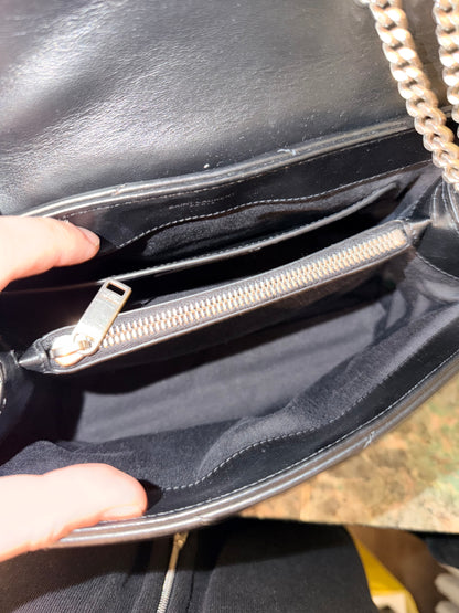 SAINT LAURENT BLACK SMALL LOULOU SHOULDER BAG