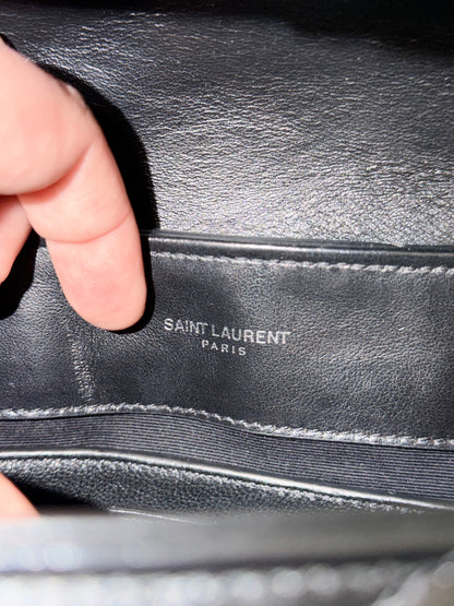 SAINT LAURENT BLACK SMALL LOULOU SHOULDER BAG