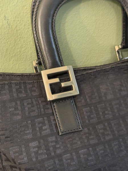 FENDI BLACK ZUCCHINO MEDIUM TOTE BAG