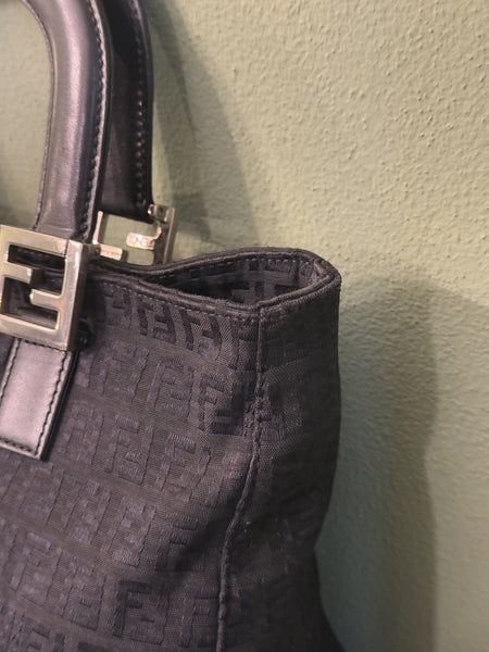 FENDI BLACK ZUCCHINO MEDIUM TOTE BAG