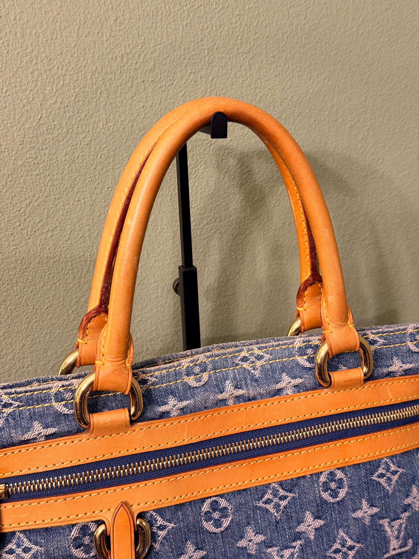 LOUIS VUITTON BLUE DENIM SAC PLAT HANDBAG