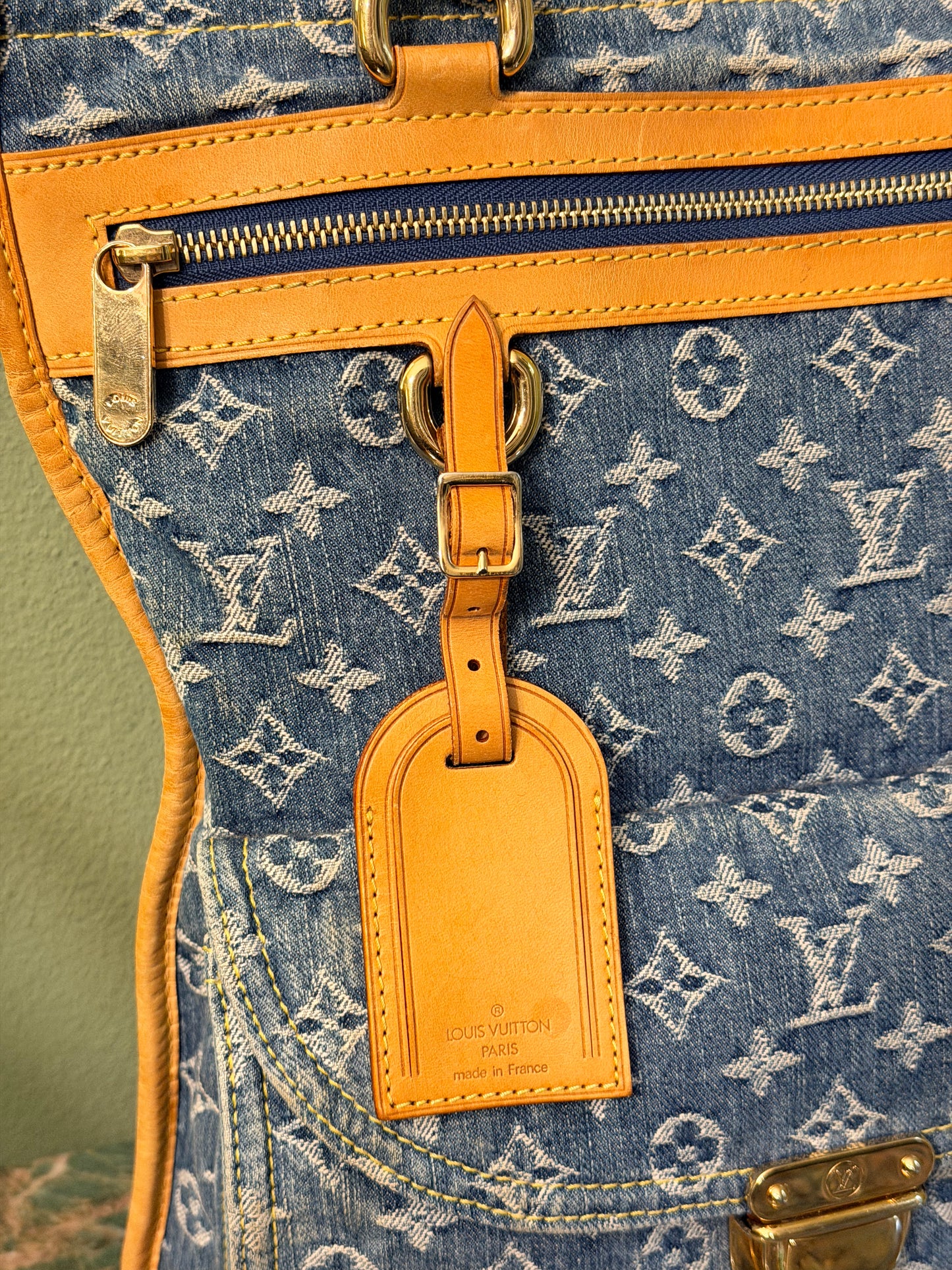 LOUIS VUITTON BLUE DENIM SAC PLAT HANDBAG