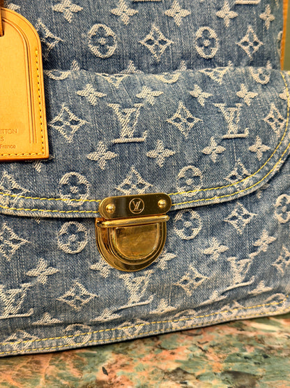 LOUIS VUITTON BLUE DENIM SAC PLAT HANDBAG