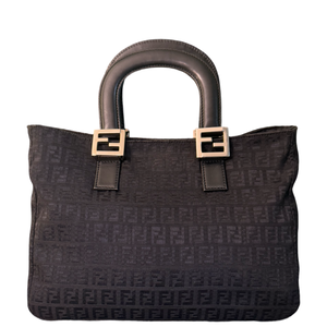 FENDI BLACK ZUCCHINO MEDIUM TOTE BAG