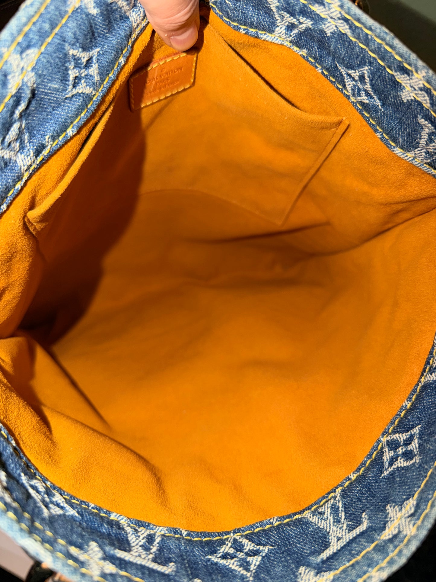 LOUIS VUITTON BLUE DENIM SAC PLAT HANDBAG