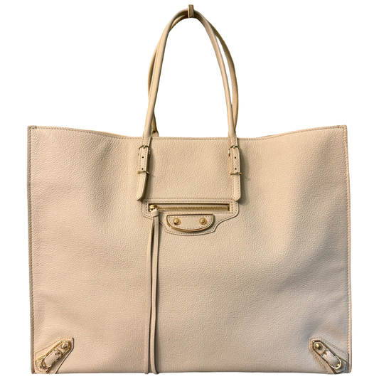 BALENCIAGA BUTTER YELLOW LARGE PAPIER EDGE HANDBAG