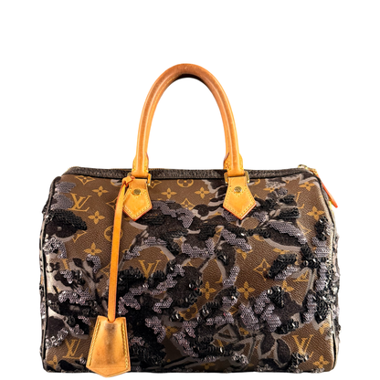 LOUIS VUITTON LIMITED EDITION MONOGRAM FLEUR DE JAIS SPEEDY 30 BOSTON BAG