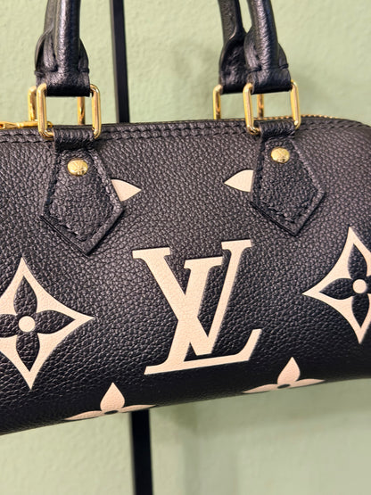 LOUIS VUITTON BLACK EMPREINTE NANO SPEEDY CROSSBODY BAG