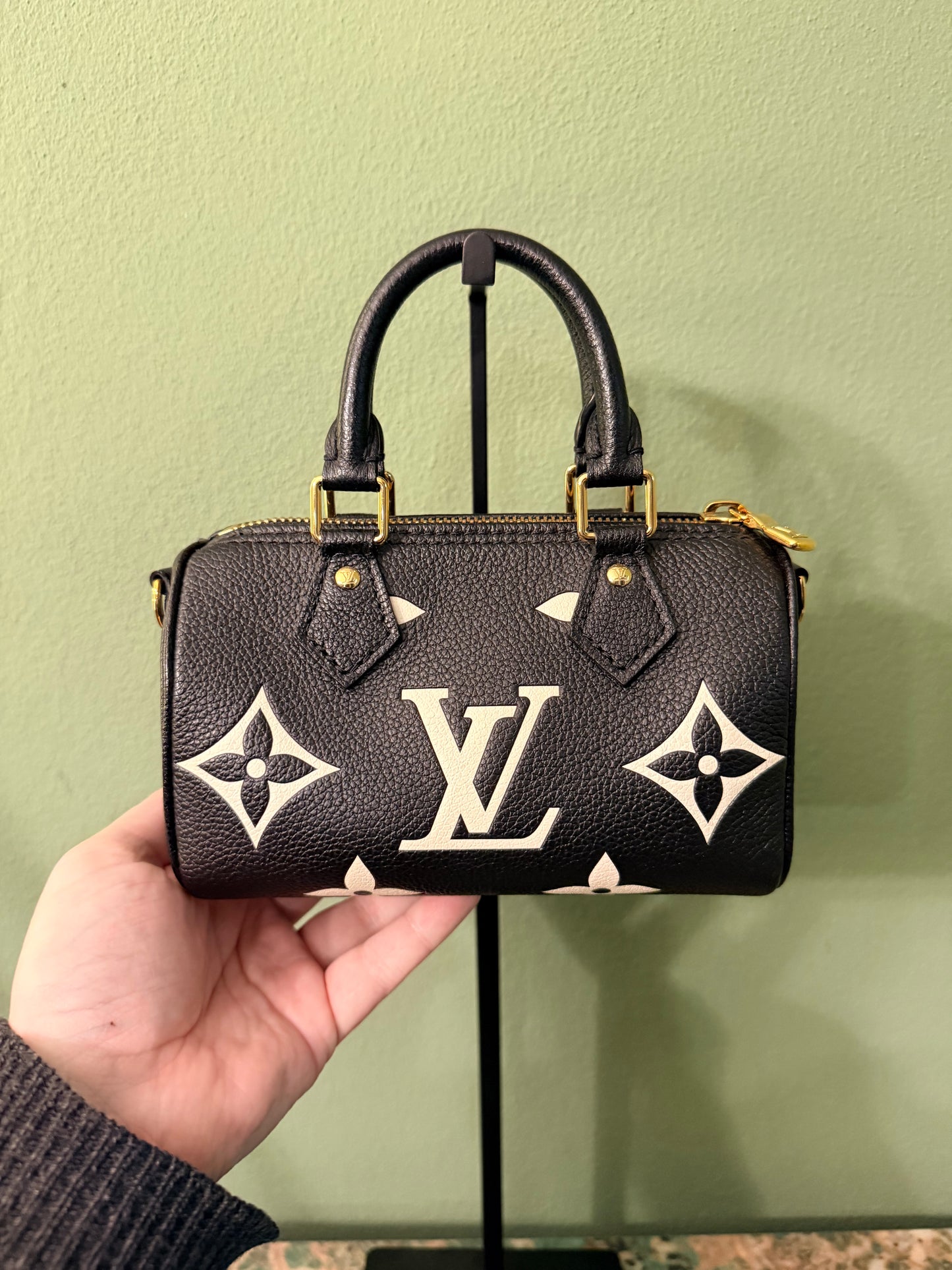 LOUIS VUITTON BLACK EMPREINTE NANO SPEEDY CROSSBODY BAG