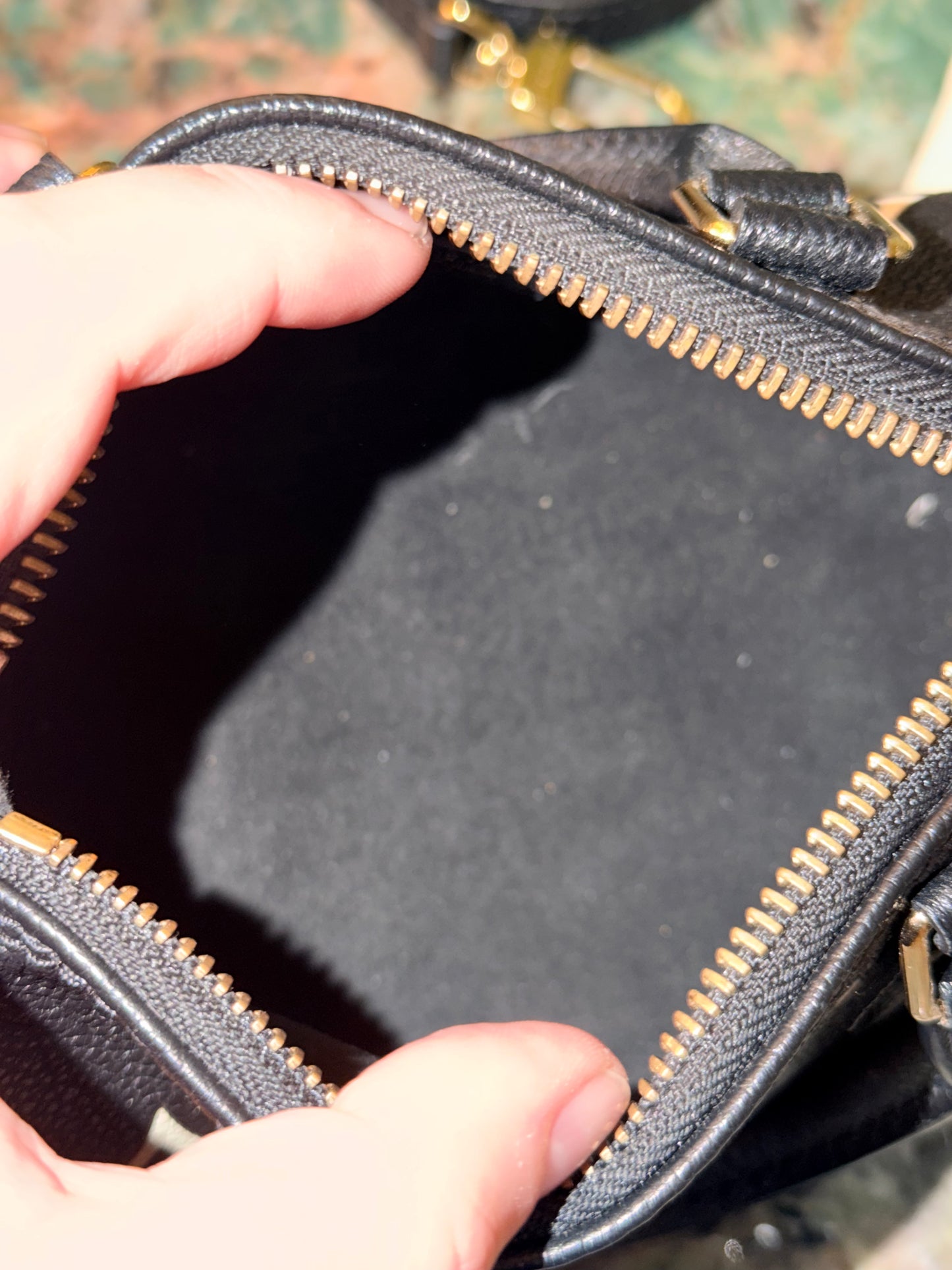 LOUIS VUITTON BLACK EMPREINTE NANO SPEEDY CROSSBODY BAG