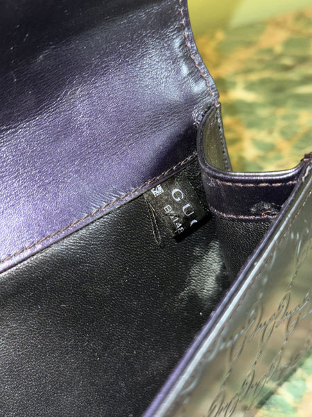 GUCCI  METALLIC PURPLE GUCCISSIMA EAST WEST CLUTCH