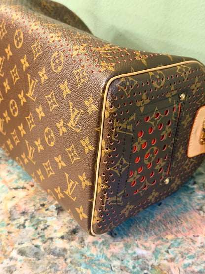 LOUIS VUITTON ORANGE MONOGRAM PERFORATED SPEEDY 30 BOSTON BAG
