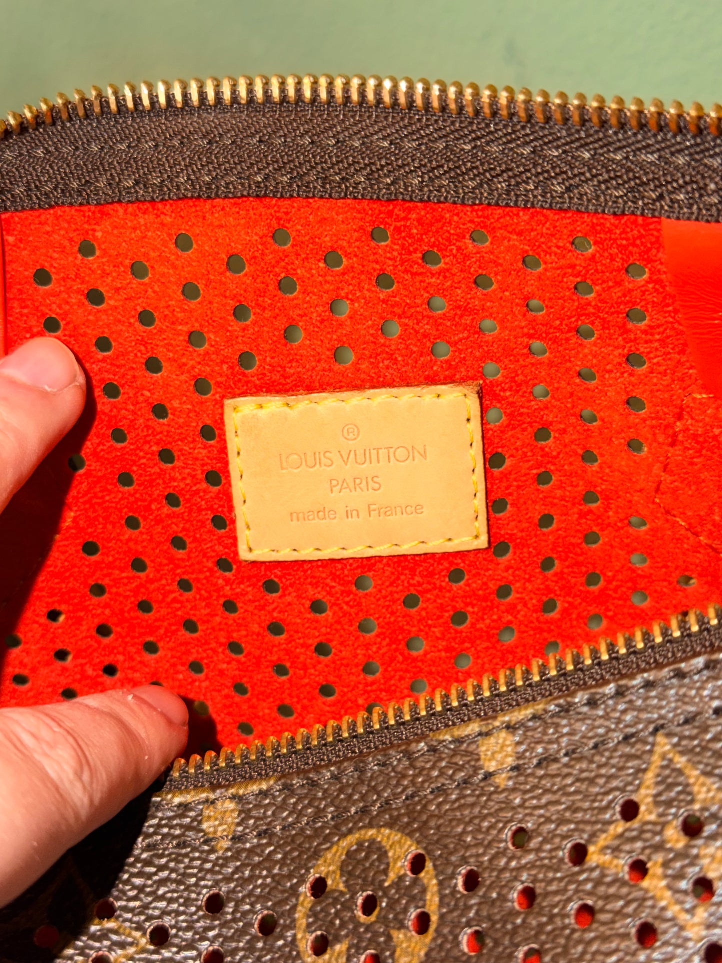 LOUIS VUITTON ORANGE MONOGRAM PERFORATED SPEEDY 30 BOSTON BAG