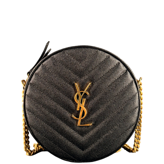 SAINT LAURENT BLACK ROUND CROSSBODY BAG
