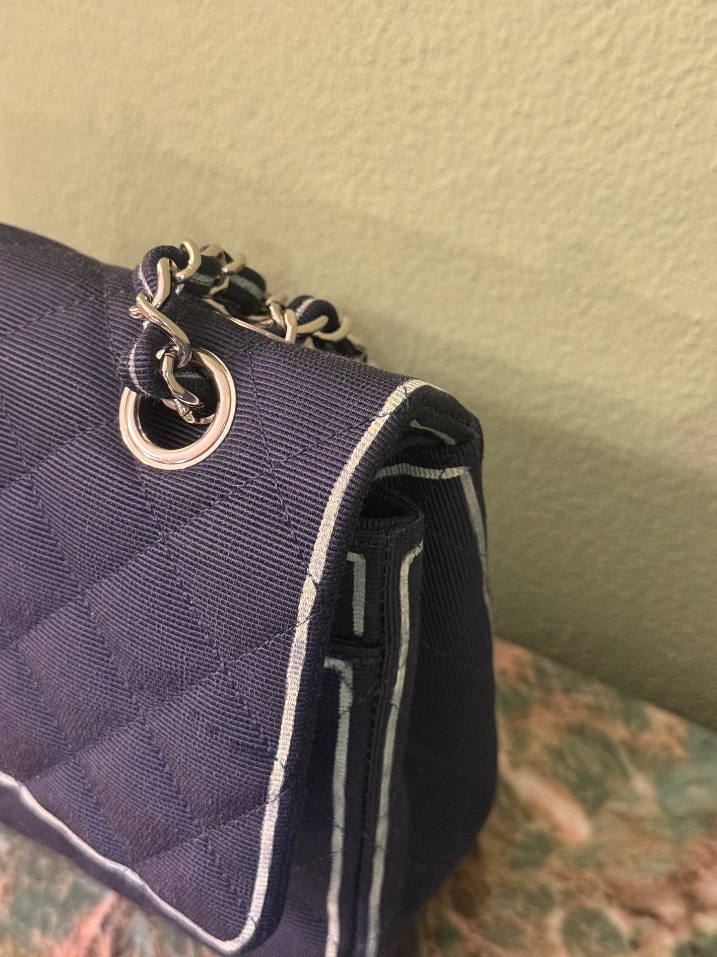 CHANEL NAVY GROS GRAIN MEDIUM CLASSIC DOUBLE FLAP TIMELESS SHOULDER BAG