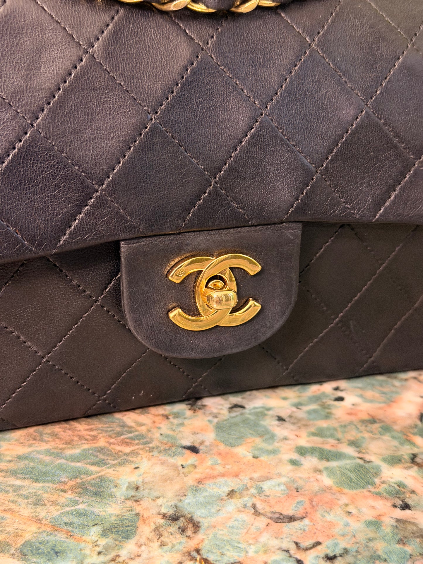CHANEL BLACK LAMBSKIN SMALL TIMELELSS CLASSIC DOUBLE FLAP SHOULDER BAG
