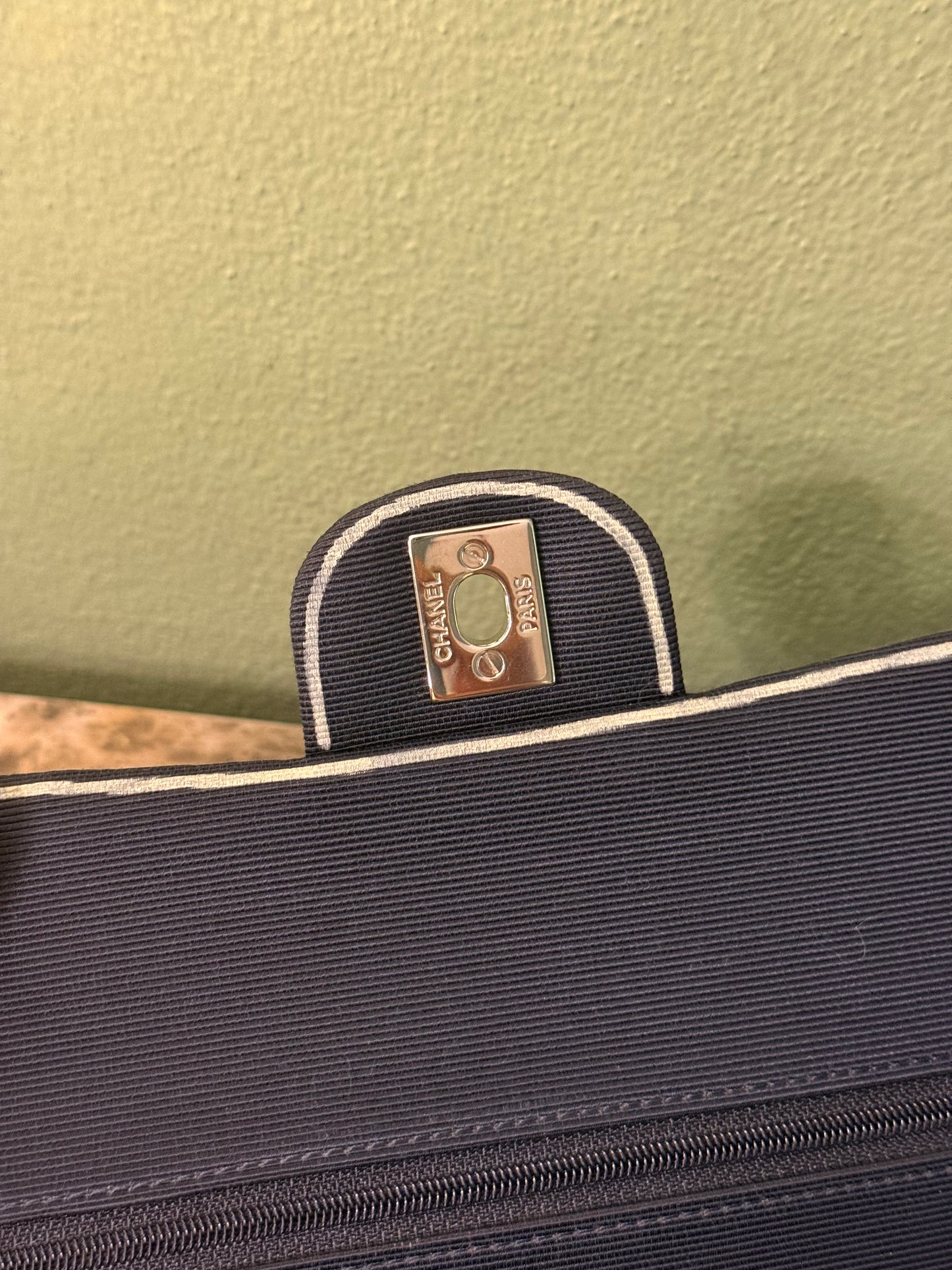 CHANEL NAVY GROS GRAIN MEDIUM CLASSIC DOUBLE FLAP TIMELESS SHOULDER BAG