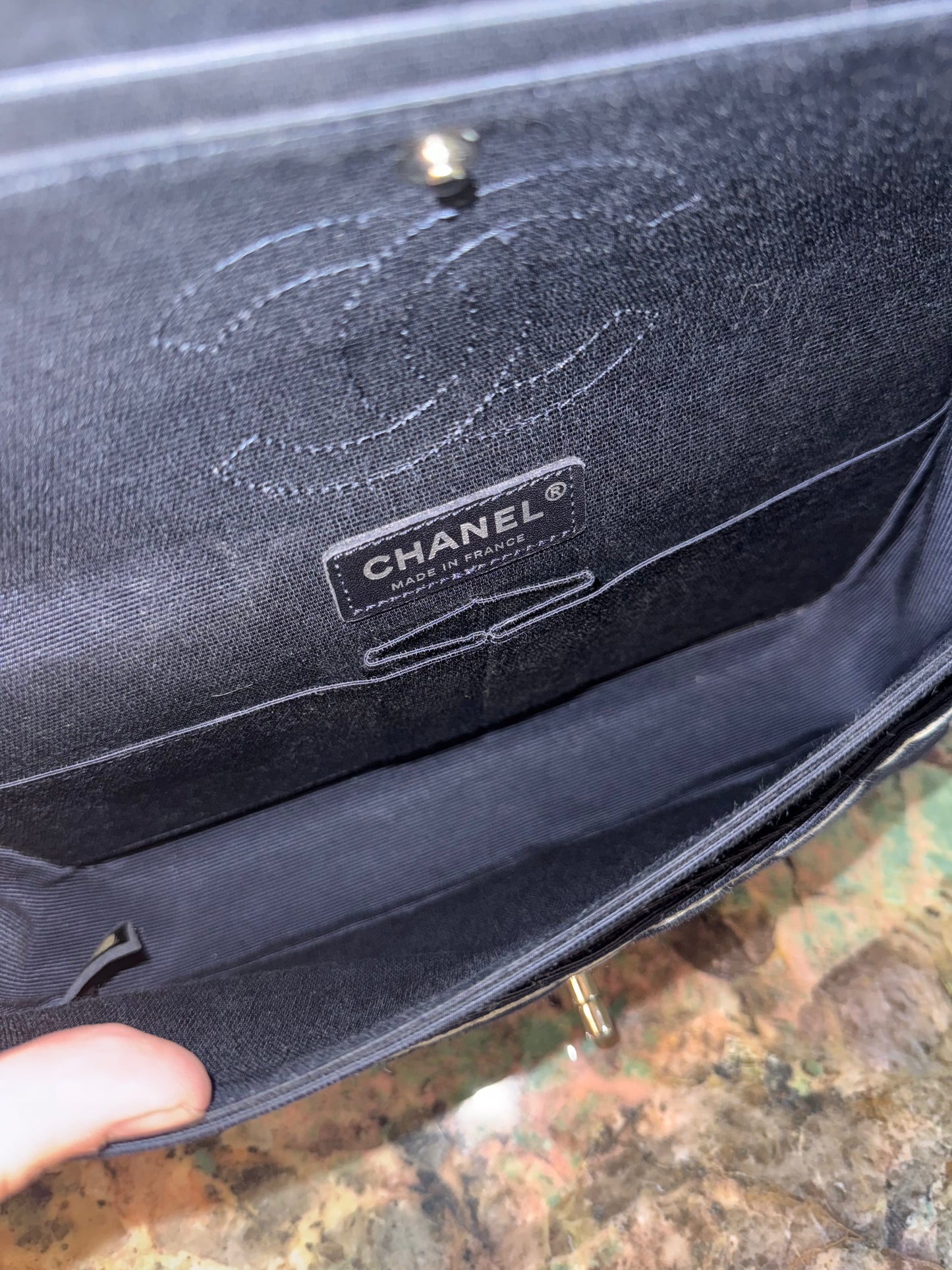 CHANEL NAVY GROS GRAIN MEDIUM CLASSIC DOUBLE FLAP TIMELESS SHOULDER BAG