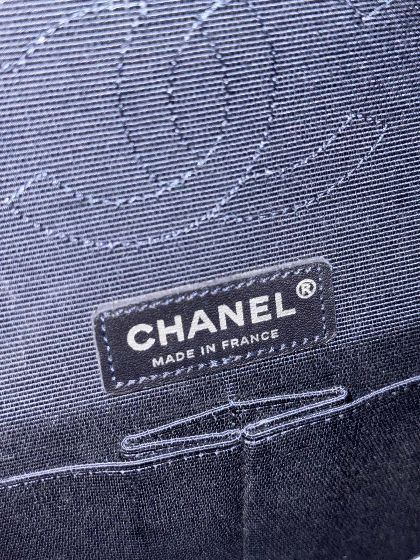 CHANEL NAVY GROS GRAIN MEDIUM CLASSIC DOUBLE FLAP TIMELESS SHOULDER BAG