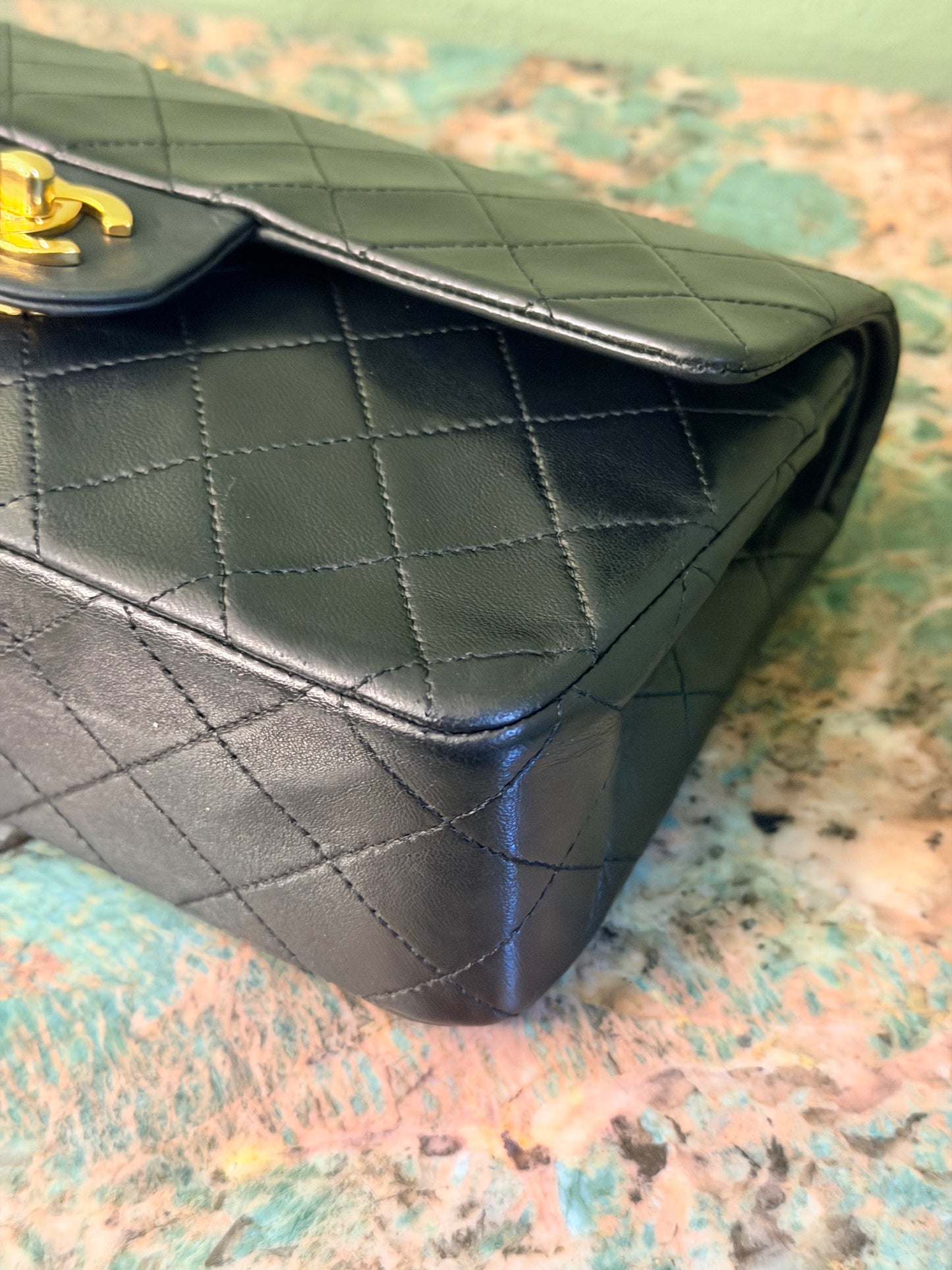 CHANEL BLACK LAMBSKIN SMALL TIMELELSS CLASSIC DOUBLE FLAP SHOULDER BAG