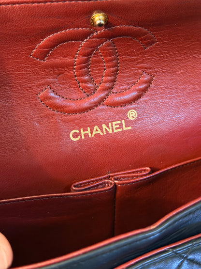 CHANEL BLACK LAMBSKIN SMALL TIMELELSS CLASSIC DOUBLE FLAP SHOULDER BAG