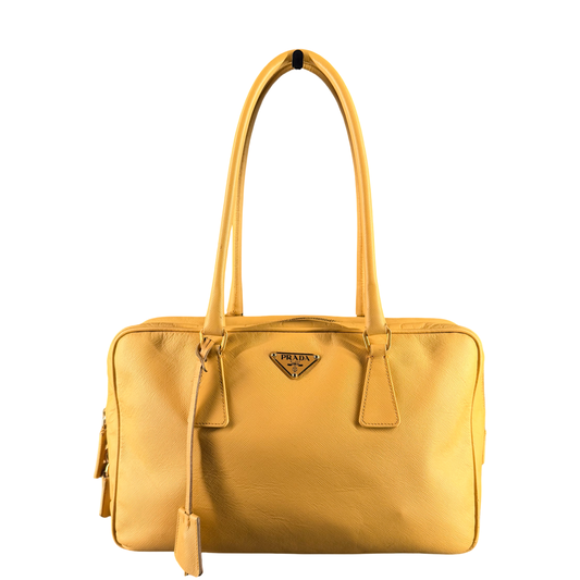 PRADA BEIGE SAFFIANO BOSTON SHOULDER BAG