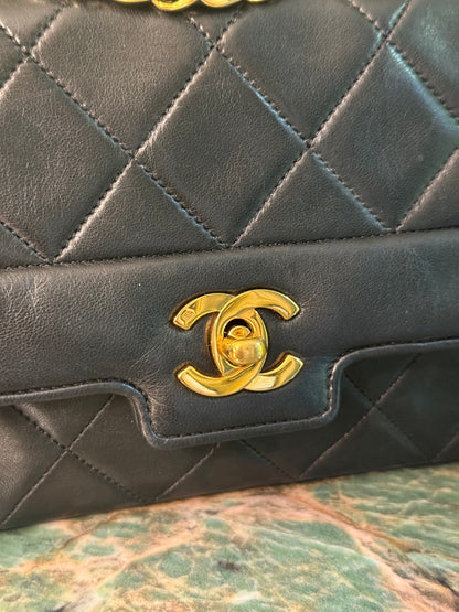 CHANEL BLACK LAMBSKIN SMALL DIANA CROSSBODY BAG