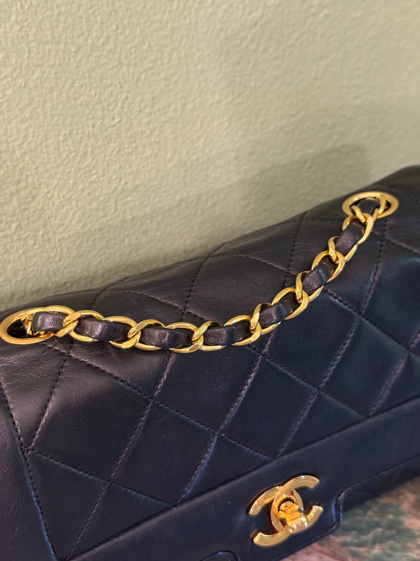 CHANEL BLACK LAMBSKIN SMALL DIANA CROSSBODY BAG