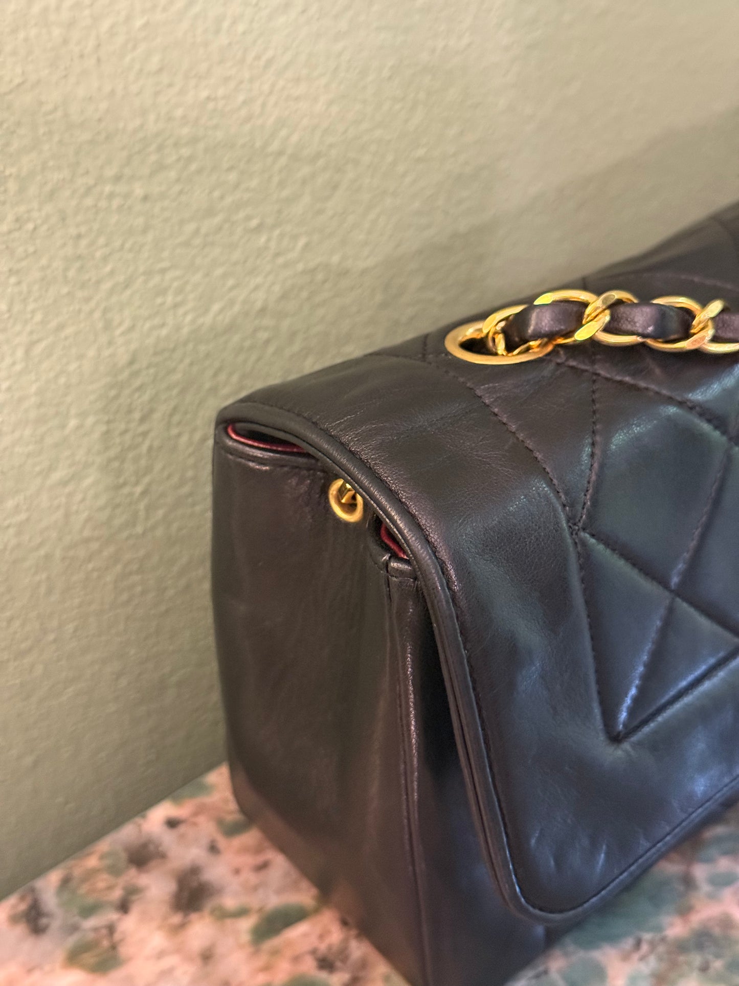 CHANEL BLACK LAMBSKIN SMALL DIANA CROSSBODY BAG